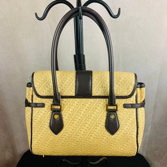 Y2K Brooks Brother Brown Straw Shoulder Bag - Picture 5 of 9